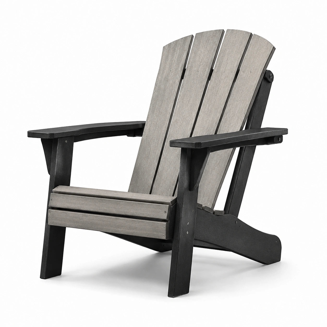 Adirondack Stuhl aus Polyholz mit Armlehnen in Grau und Schwarz