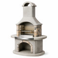 Grillkamin aus Beton und Naturstein, 200 cm, Grau