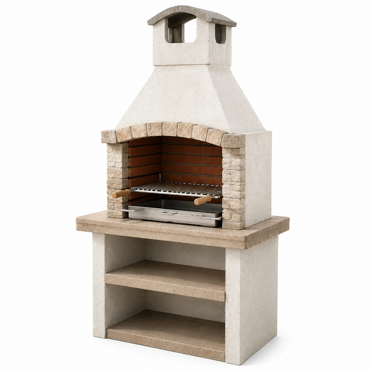 Grillkamin aus Beton und Edelstahl 110 x 65 x 200 cm Beige/Grau
