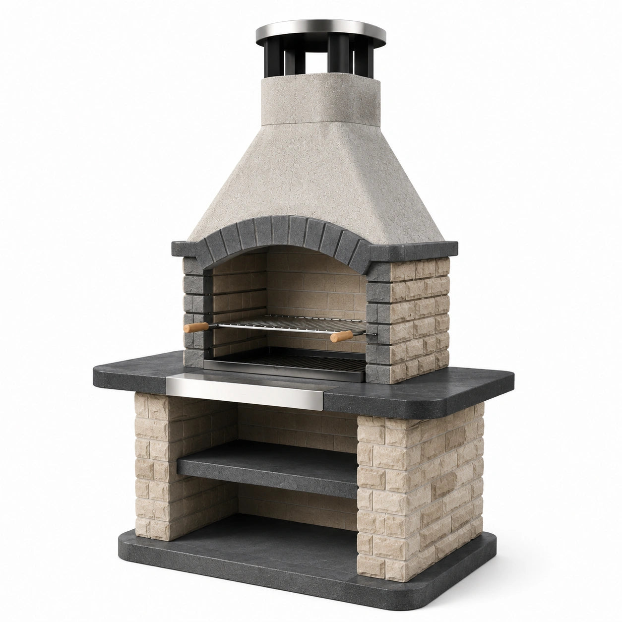 Grillkamin aus Beton und Edelstahl