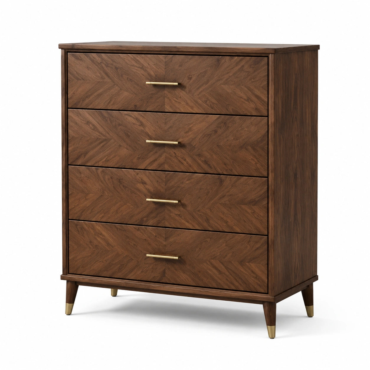 Holzschubladenschrank mit Messinggriffen 80x40x100cm Braun