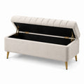 Polyester Aufbewahrungsbank mit Metallbeinen, Creme