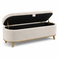 Aufbewahrungsbank aus Bouclé-Stoff in Creme mit Metallbeinen