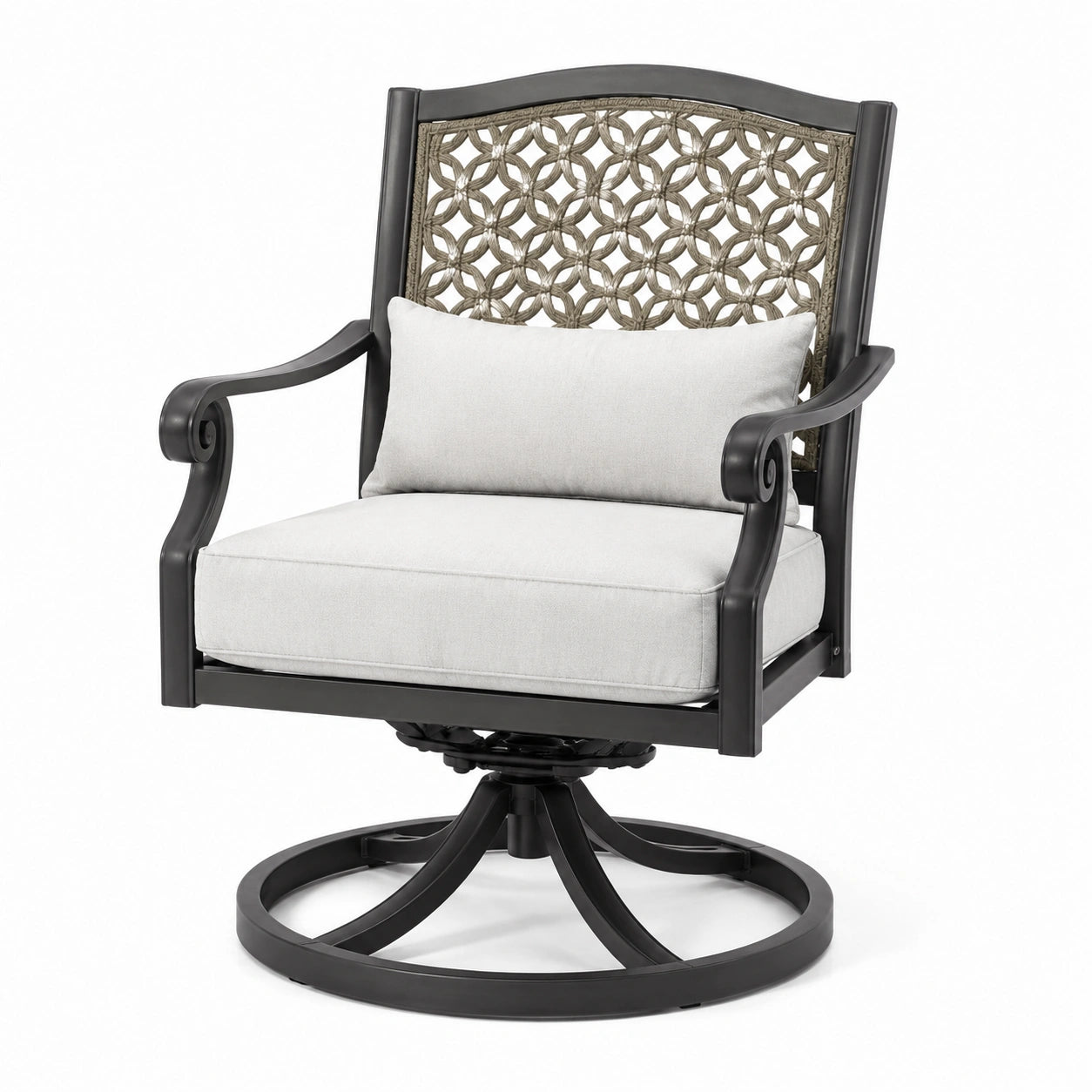 Drehsessel Aluminium mit Polyesterschaum-Kissen Beige/Grau 95 cm