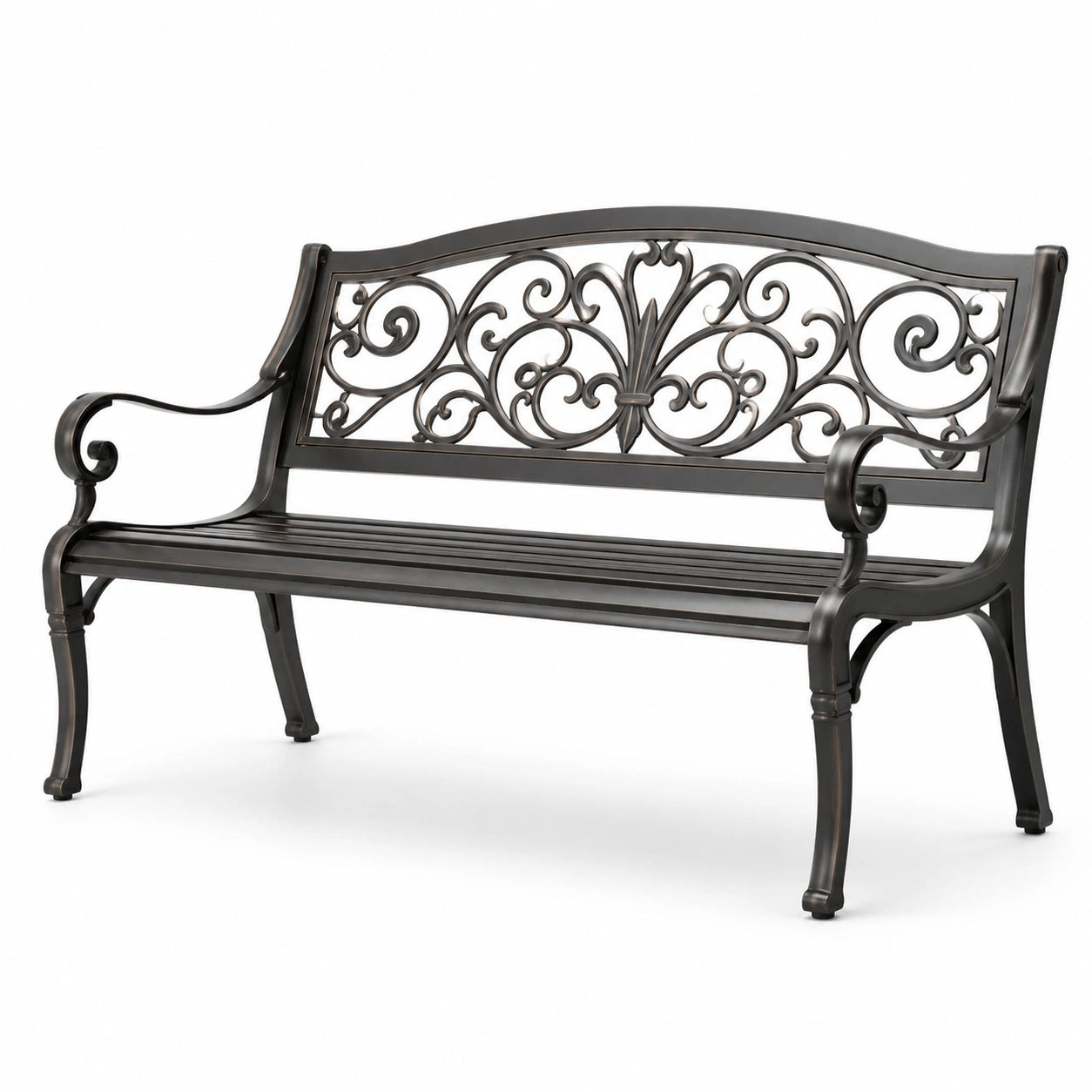 Gartenbank aus Aluminium 127cm Schwarz