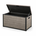 Gartenkiste Holzoptik Metallrahmen 120x60x60 cm Grau
