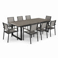 Garten-Essgruppe Aluminium Tisch mit 8 Textilene Stühlen Grau