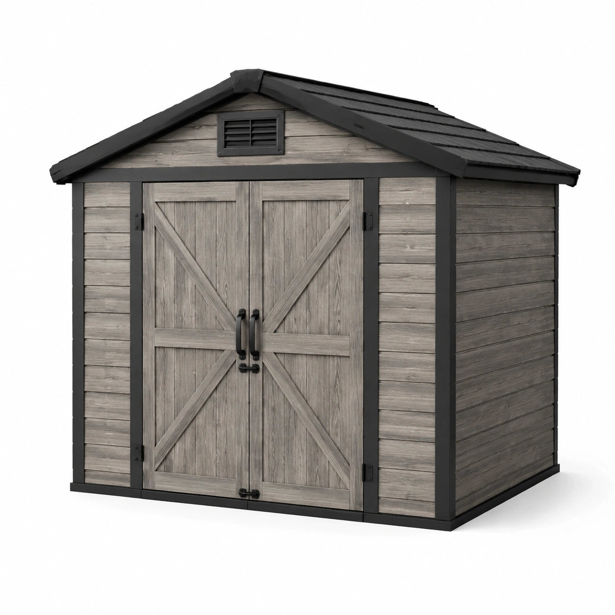 Gartenhaus aus Kunststoff in Holzoptik 250x200x240cm Grau