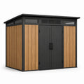 Gartenhaus Stahlrahmen mit Holzoptik-PVC 250x200x210cm in Schwarz/Braun