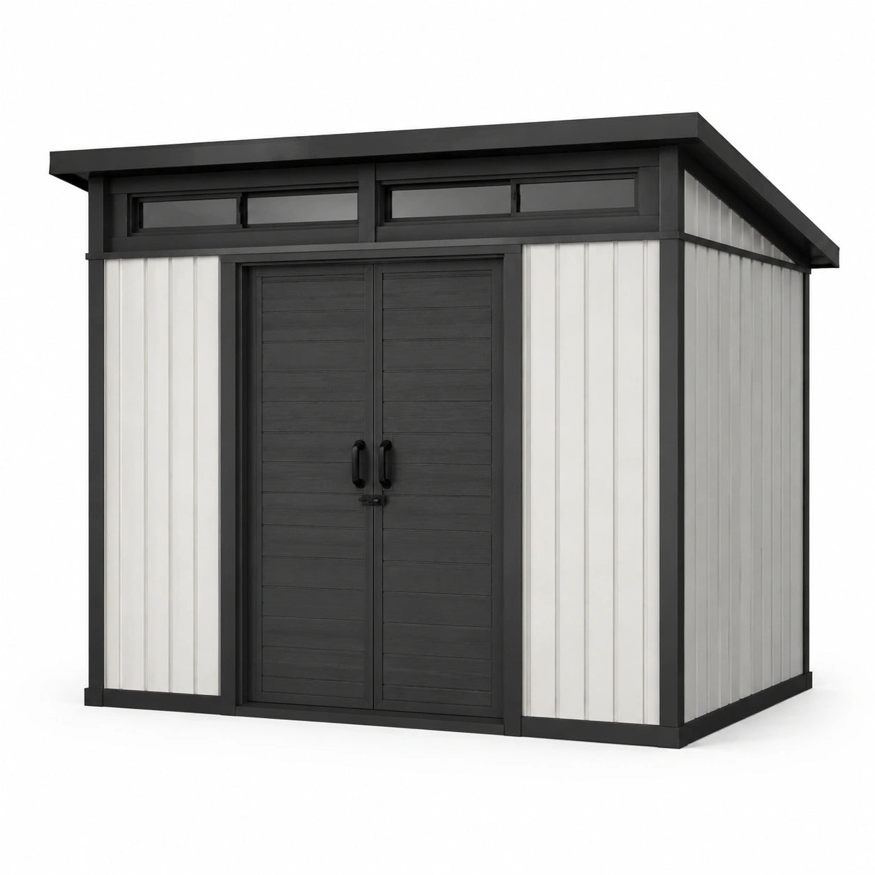 Kunststoff Gartenhaus mit Polycarbonat-Fenstern 185 x 200 x 200 cm Schwarz/Weiß