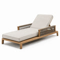 Verstellbare Sonnenliege aus Teakholz und Polyester Beige