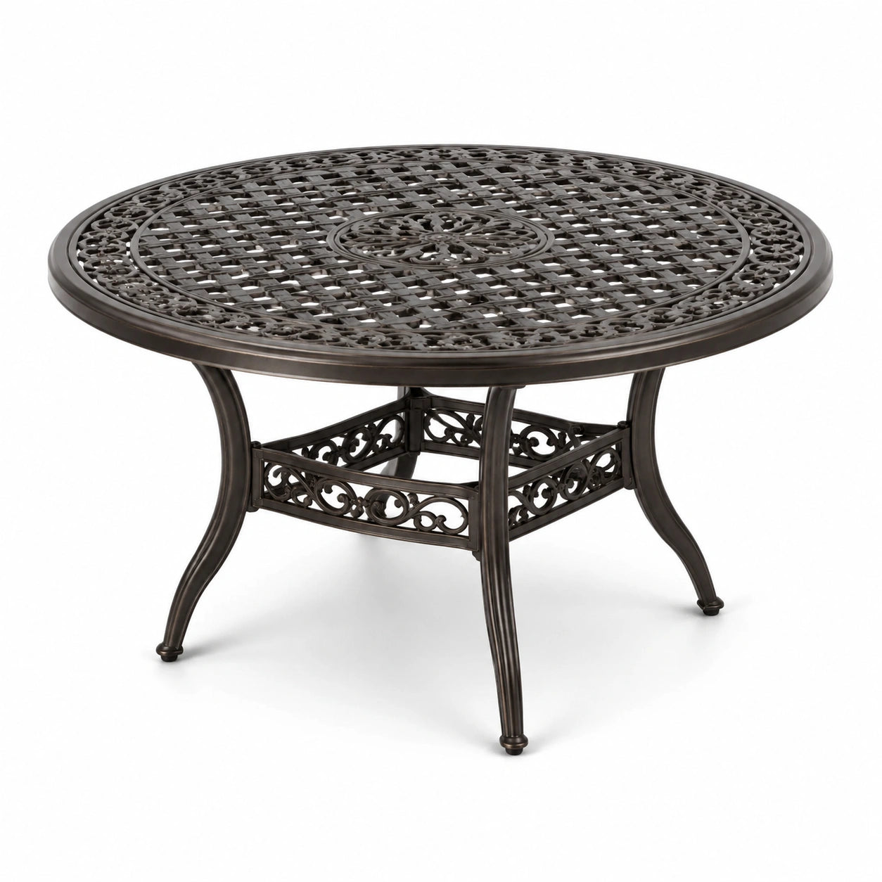 Runder Aluminiumtisch im klassischen Design, Ø90 cm, Bronze